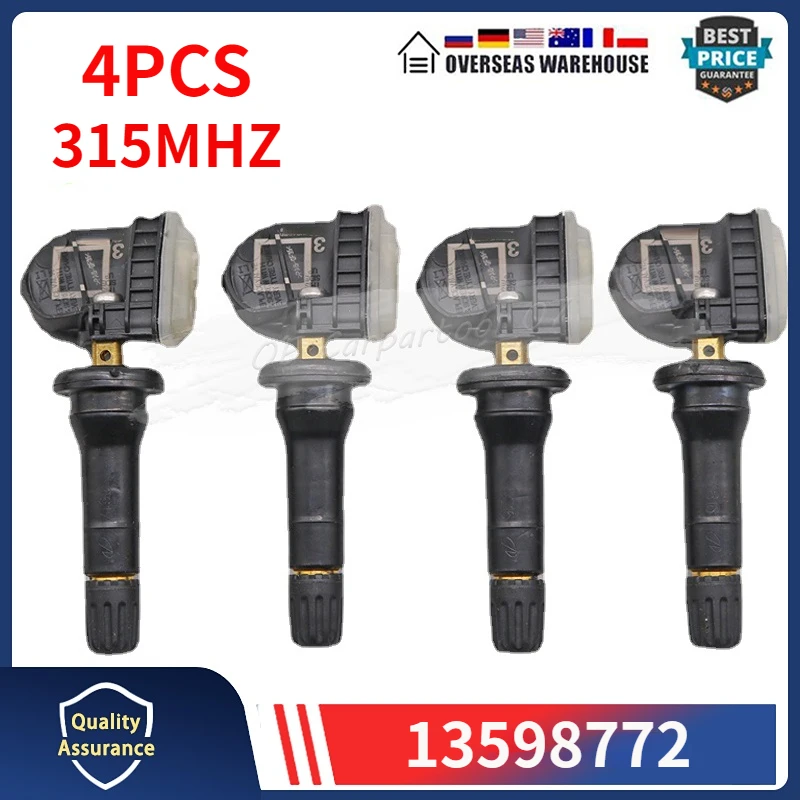 

4Pcs/lot Tyre Sensor 13598772 For BUICK ALLURE CADILLAC CTS DTS SRX SATURN OUTLOOK TPMS TIRE PRESSURE MONITORING SYSTEM 315MHZ