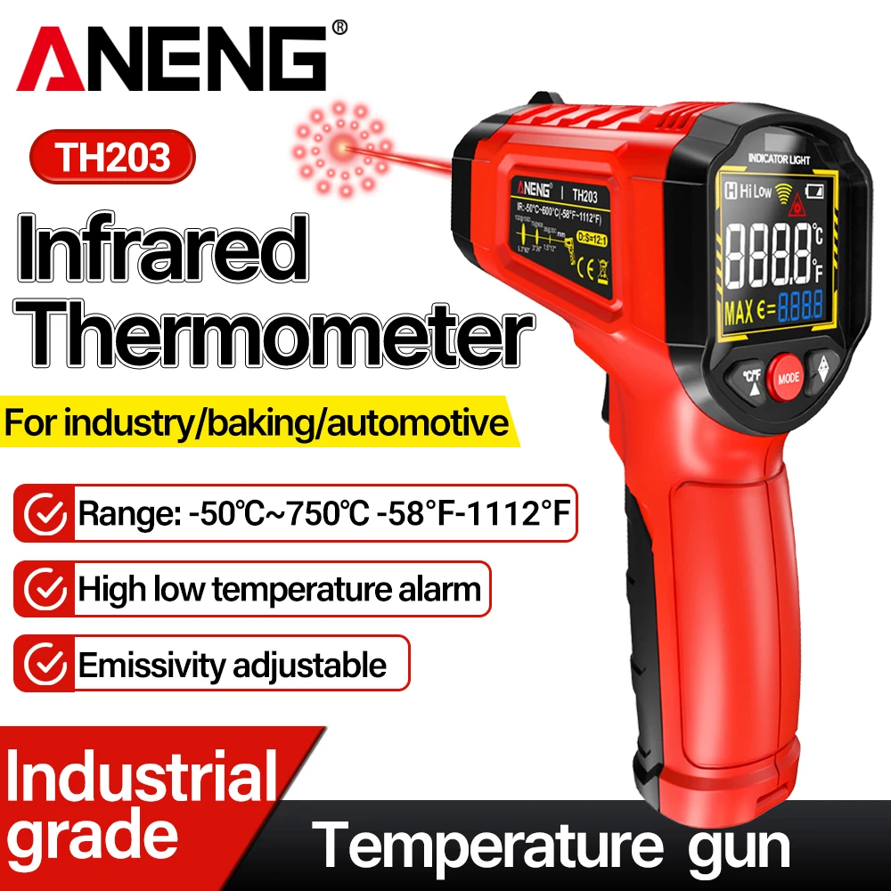 

Infrared Thermometer Gun ANENG Non-Contact -50~600℃ Digital Temperature Gun for Food Engine Industrial Home Use Tester tools
