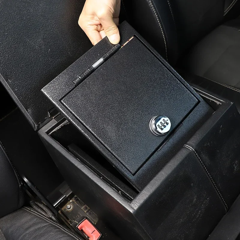 For Land Rover Defender 90 110 2004-2018 Carbon Steel Car Armrest Box Security Code Lock Safe Car Interior Storage Accessories