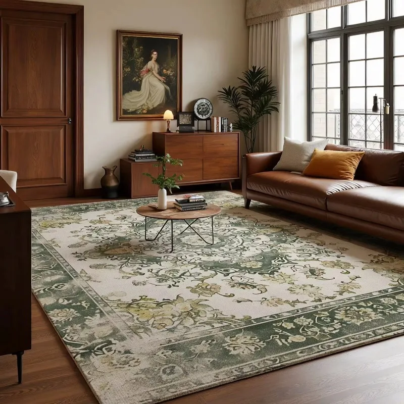 Retro American Style Household Rug, Water Absorbent Easy Clean Carpet for Living Room