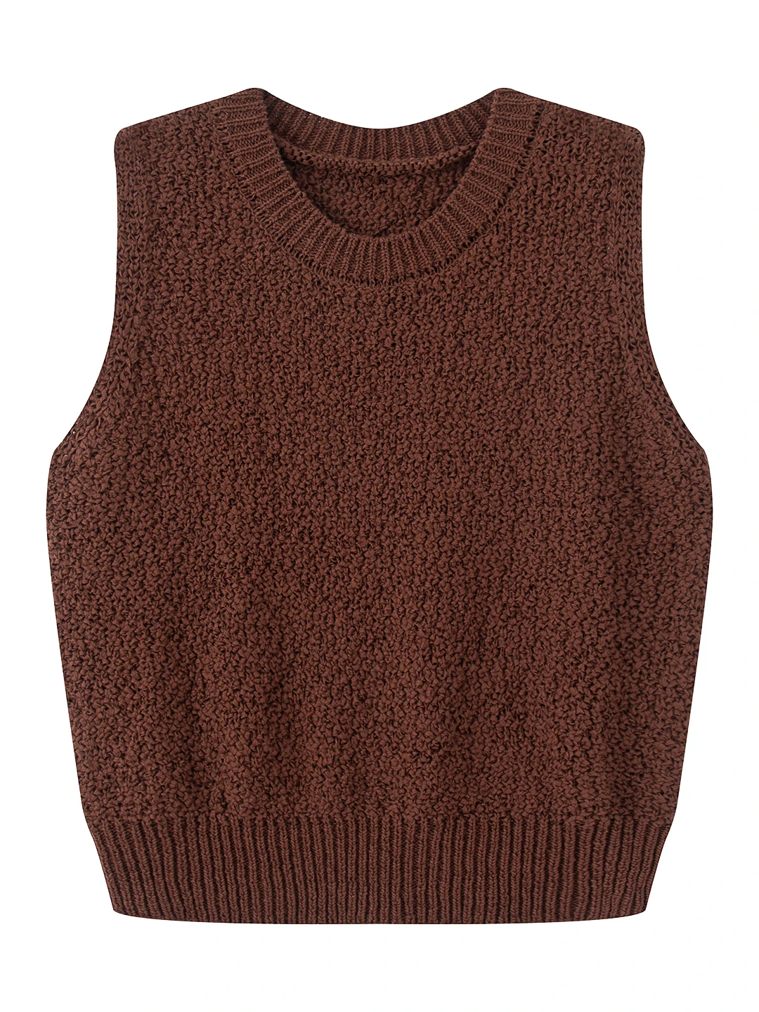 

2025 New Summer Faion Design round Ne Svel Knitted Vest Women's Layering Top Polyester Cotton Blend Comfortable Fit