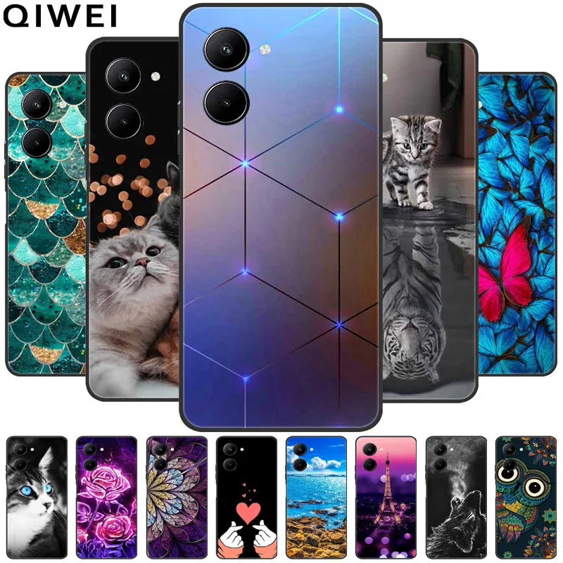 For Realme 10 4G Case 6.4\'\' Soft TPU Silicone Cute Cats Cover for Realme 10 4G Phone Cases Realme10 2022 Cartoon Fundas Coques