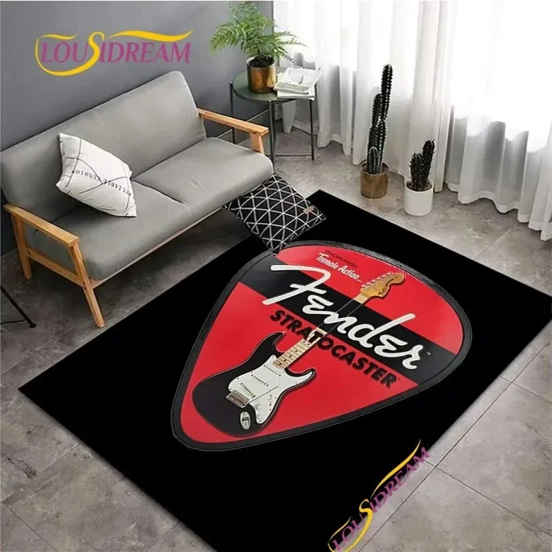 Fender Guitar Room Mat Carpet Rug for Home Living Room Bedroom Sofa Doormat Decor Kids Play Area Rug Carpet Non-slip Floor Mats
