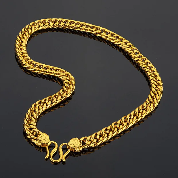 Men's Gold Tone Curb Chain Necklace With Fu Clasp For Daily Wear Party Gift 2026, Multiple Sizes 6/8/10/12mm Width 55/60/70cm