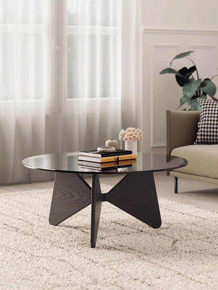 Customized modern and simple solid wood black tea table, medium ancient small unit living room sofa tea table