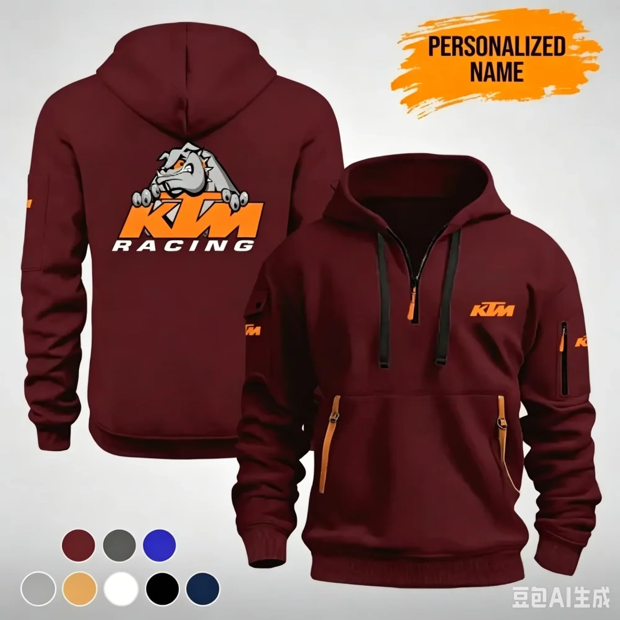 Las sudaderas con estampado de carreras KTM, las sudaderas con capucha y cremallera a media altura y las chaquetas para motociclistas son perfectas para estas prendas con múltiples bolsillos.