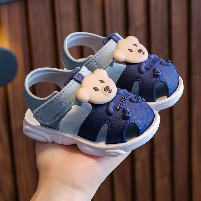 아기신발Baby Girls Boys Sandals 2023 Summer Toddler Closed Toe Little Bear Beach Shoes Newborn First Walkers Breathable Flat Sandals