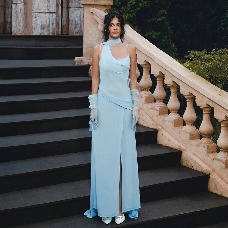 

Thinyfull Women A-Line Prom Evening Dresses Spaghetti Straps Backless Party Dress Chiffon Night Cocktail Prom Gowns Customized