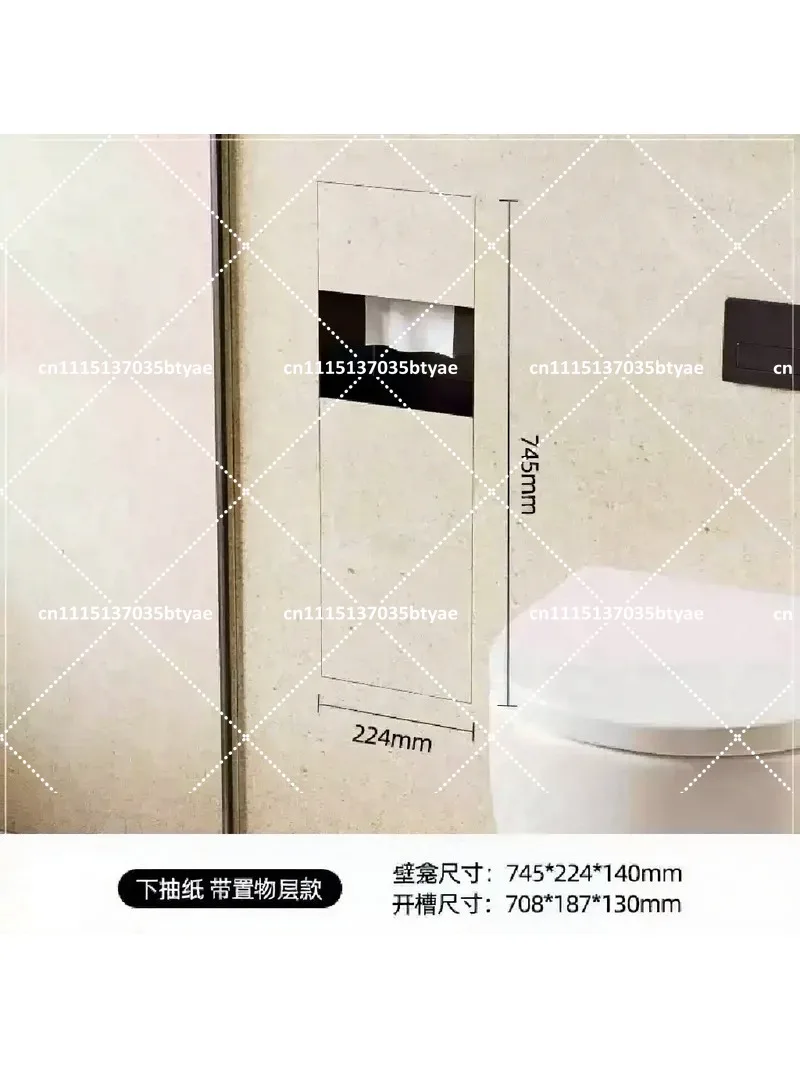 304 Stainless Steel Hidden Trash Can And Tissue Box Niche Toilet Embedded Metal Cabinet for Bathroom Storage
