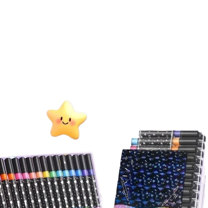 Double-Headed Glitter Pen Set 72 96 120 Colors Soft Tip Highlighter Gift Box for Drawing Coloring Art Crafts