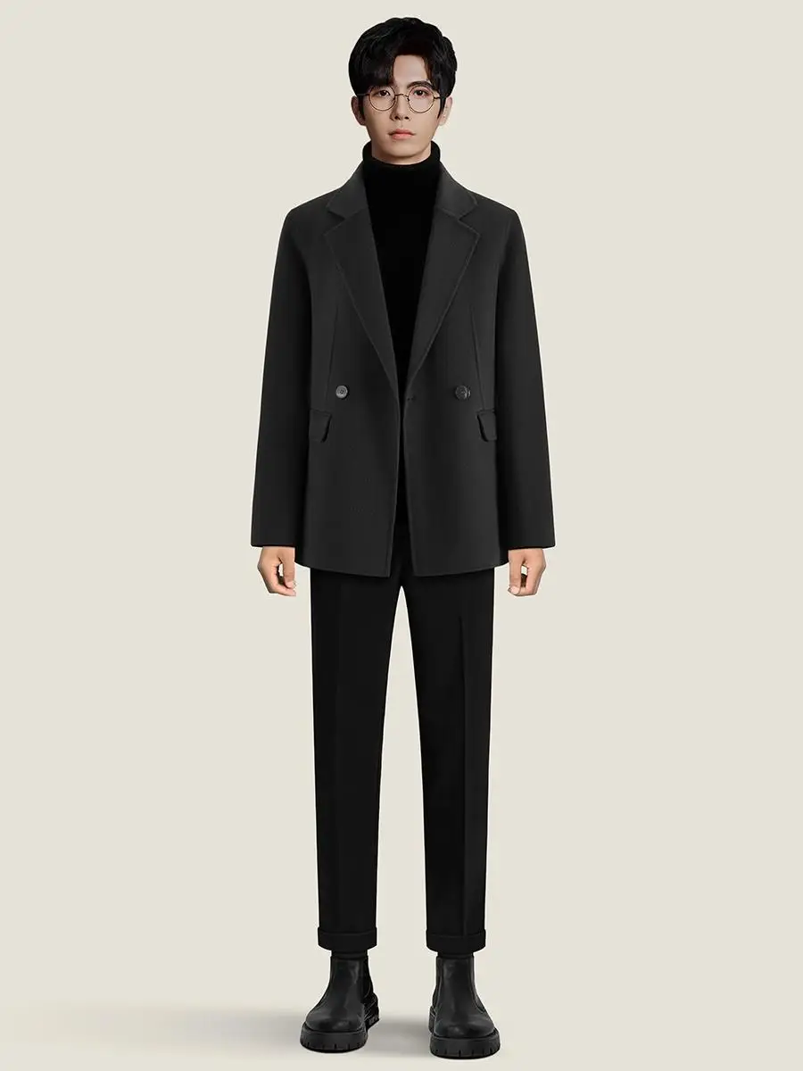 

Двустороннее шерстяное пальто мужское в корейском стиле, повседневное, деловое, свободного кроя, осенне-зимняя новинка