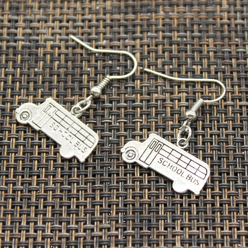 New Fashion Handmade Bike Bicycle School Bus Car Pendants Silver Color Earrings For Womens Style