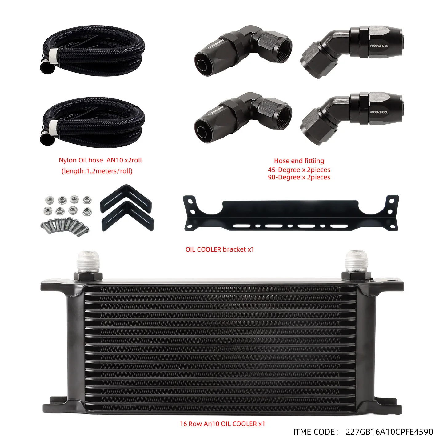 AN10 Aluminum 16 Rows British Type Car Engine Oil Cooler Cooling Radiator Replacement Universal Cooler