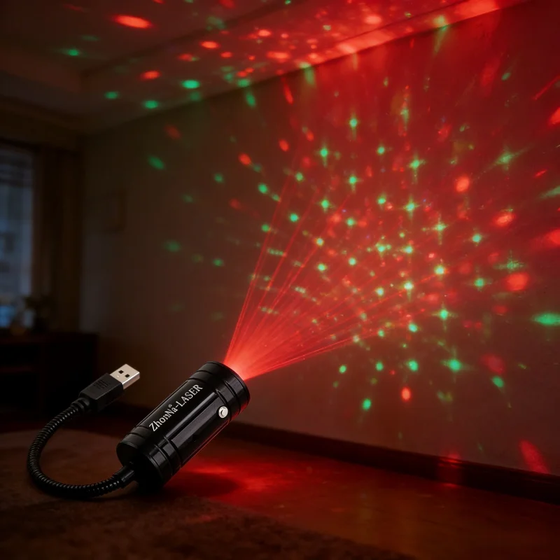 MiniCar LED Star Light Projector with Voice Control USB Starry Laser Galaxy Night Light for Auto Interior Home Decor