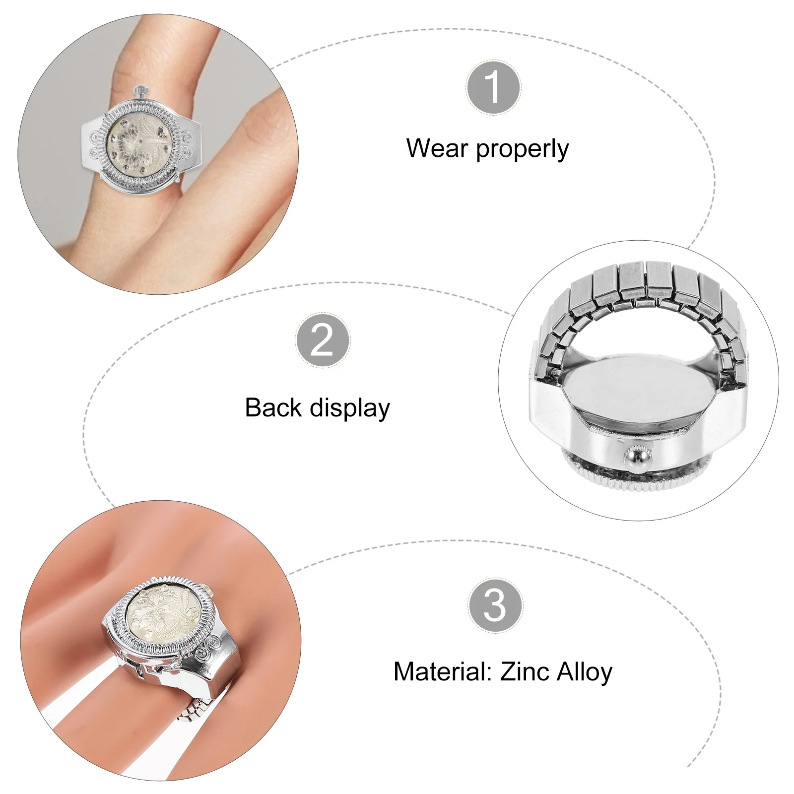 

1pc Finger Quartz Design Fashion Decorative Mini For Women Chic Jewelry Timepiece Unique Fashion Watch Ring Casual Watch