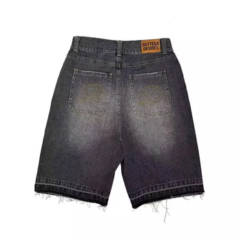 American Style Harajuku Retro Denim Shorts with Letter Embroidery Oversized Jeans Men Y2k Loose Casual Versatile Shorts Woman 5