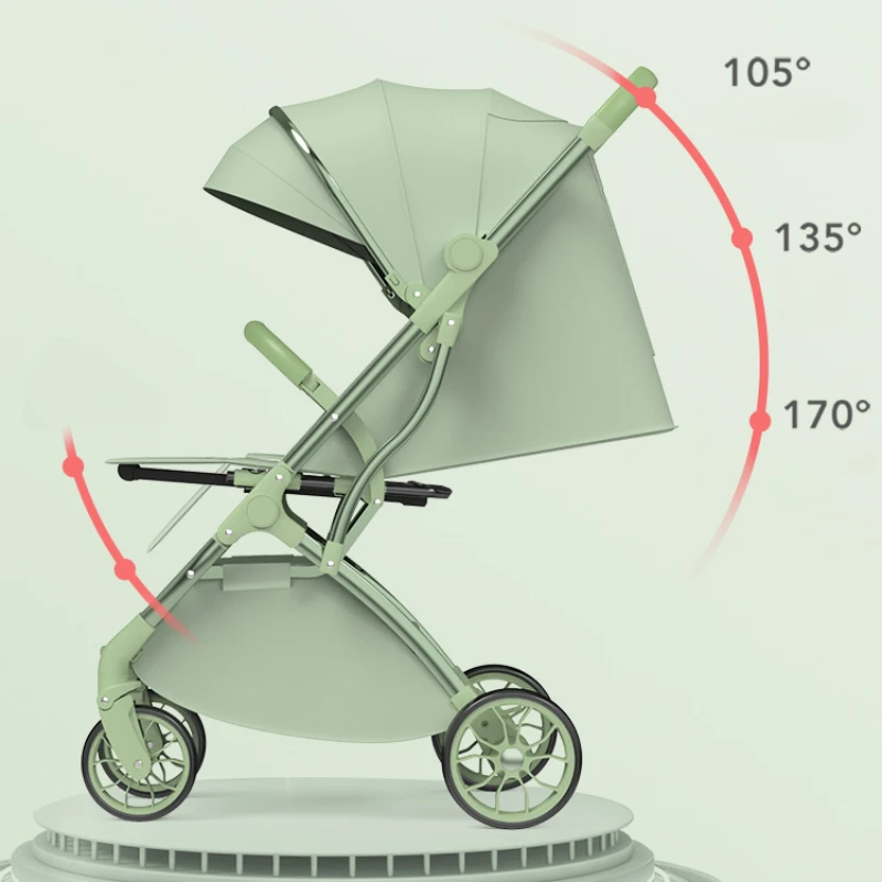 Lichtgewicht Tweeweg Kinderwagen Multifunctionele Kinderwagen Met Verstelbare Rugleuning Draagbare High-View Baby Auto Met Één Hand Opvouwbaar