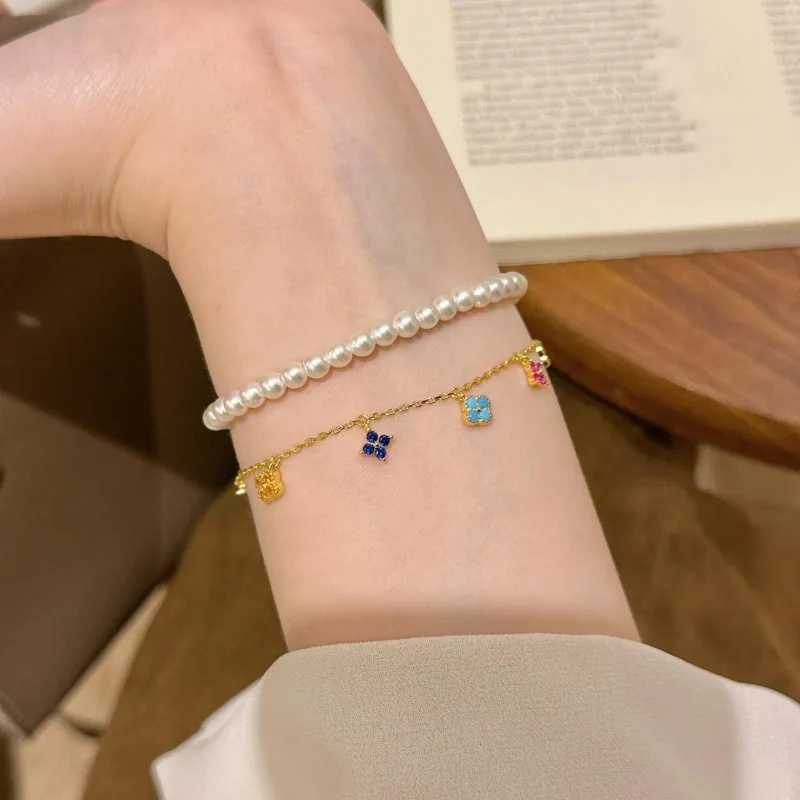 Xiaohongshu شعبية أربع أوراق زهرة اللون سوار المتخصصة تنوعا الصيف رائعة مجوهرات خفيفة فاخرة المجوهرات الراقية #4