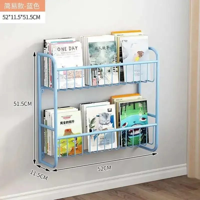 Simple Metal Bookshelf Study Kids Student Picture Book Storage Rack Wall Hanging Shelf Bookcase Kids Mensole Bedroom Furniture