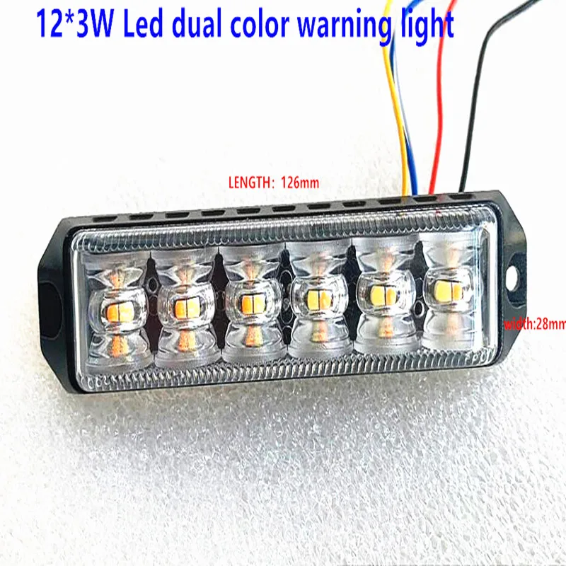 

Dual color 12 Leds Car Lighthead,Led strobe warning light,Police Ambulance fire Truck Led Emergency light,Each Led 3W,waterproof