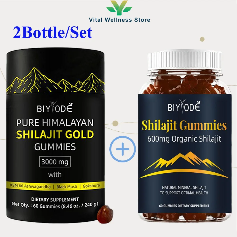 BIYODE Shilajit Gummies Suplemento de hormonas de mantenimiento de energía masculino Previene enfermedades del tracto urinario Aumentar la fertilidad de la Libido
