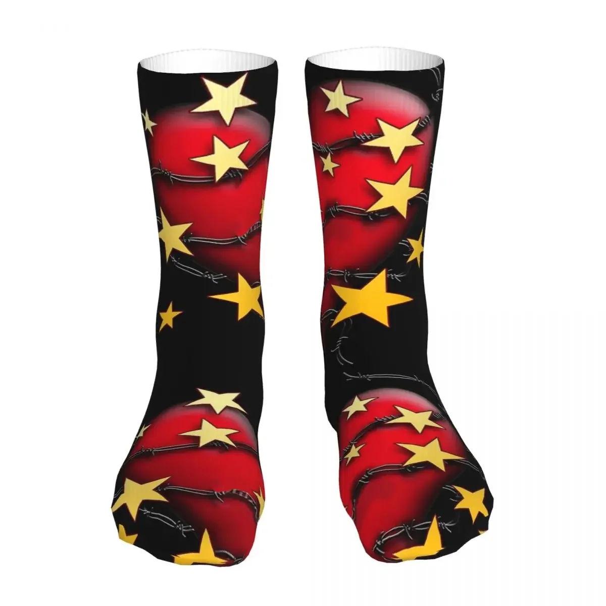 New Barbed Wire Heart And Stars Women Socks 2022 Men Sports Sock