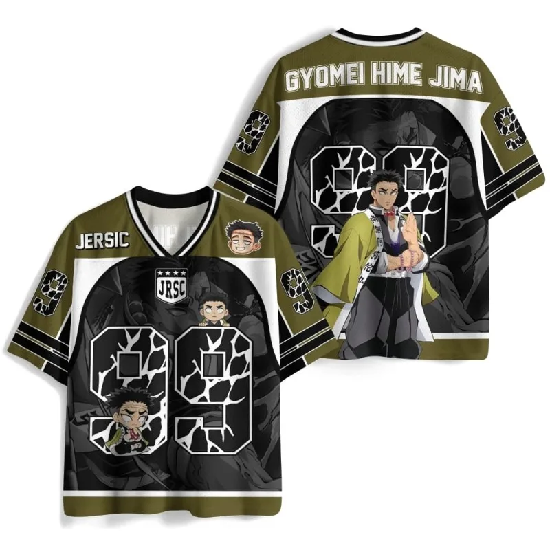 Nouveau T-shirt décontracté sportif unisexe pour enfants Demon Slayer: Kimetsu No Yaiba - Piliers de Pierre, Himejima Gyomei, col en V, 2026