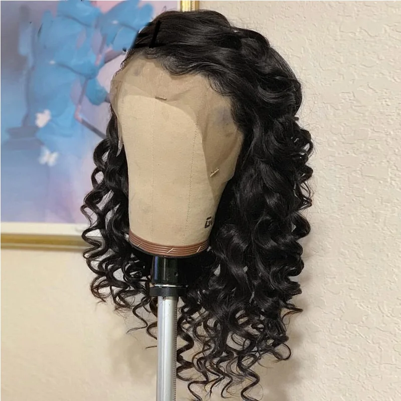 

26Inch 180%Density Long Water Wave Synthetic Lace Front Wig For Women With Baby Hair Heat Resistant Fiber Hair Daily Wear Wig