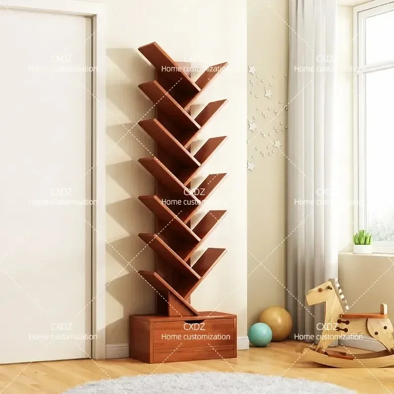 Tree Shaped Bookshelf Floor to Ceiling Living Room Creative Small Bookcase Wall Mounted Household Storage Rack Multi Layer