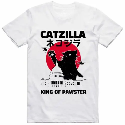 Divertente da Uomo T-Shirt Catzilla B Film Design Rétro Regular 100% Cotone Tee