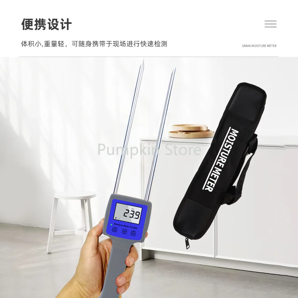 

TK100W Hygrometers Professional Wood Sawdust Powder Hay Bale Peat Moisture Meter Tester Digital LCD Humidity Moisture Analyzer