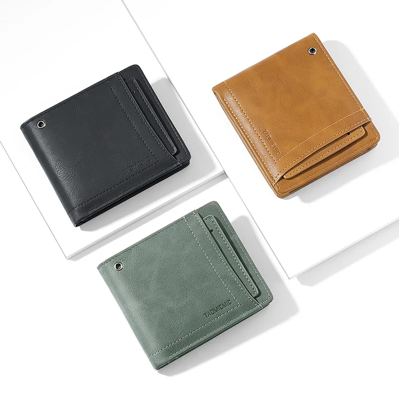 Men's Wallet High Quality Short Photo Coin Man Change Purse Men Fold With Zipper Credit Wallet Card Holder Aesthetic Money Bag