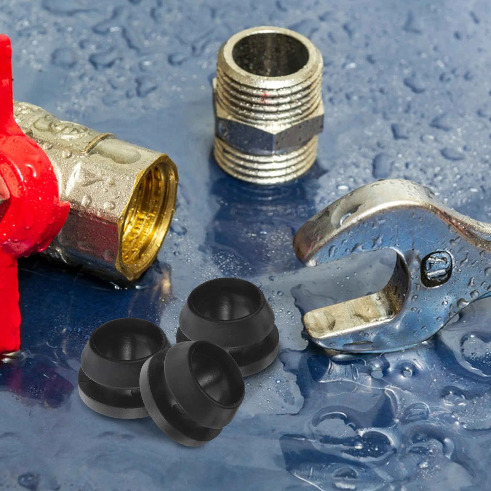 50pcs Irrigation Bypass Valve Gasket TPE Silicone Leakproof Washer Black 16mm Drip Sealing Gardening Accessories Plumbing