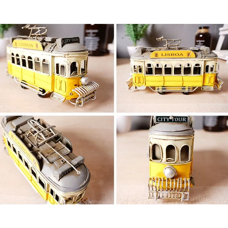 Lisbon Tram Iron Model Industrial Craft Vintage Desktop Ornament American Style Home Decor