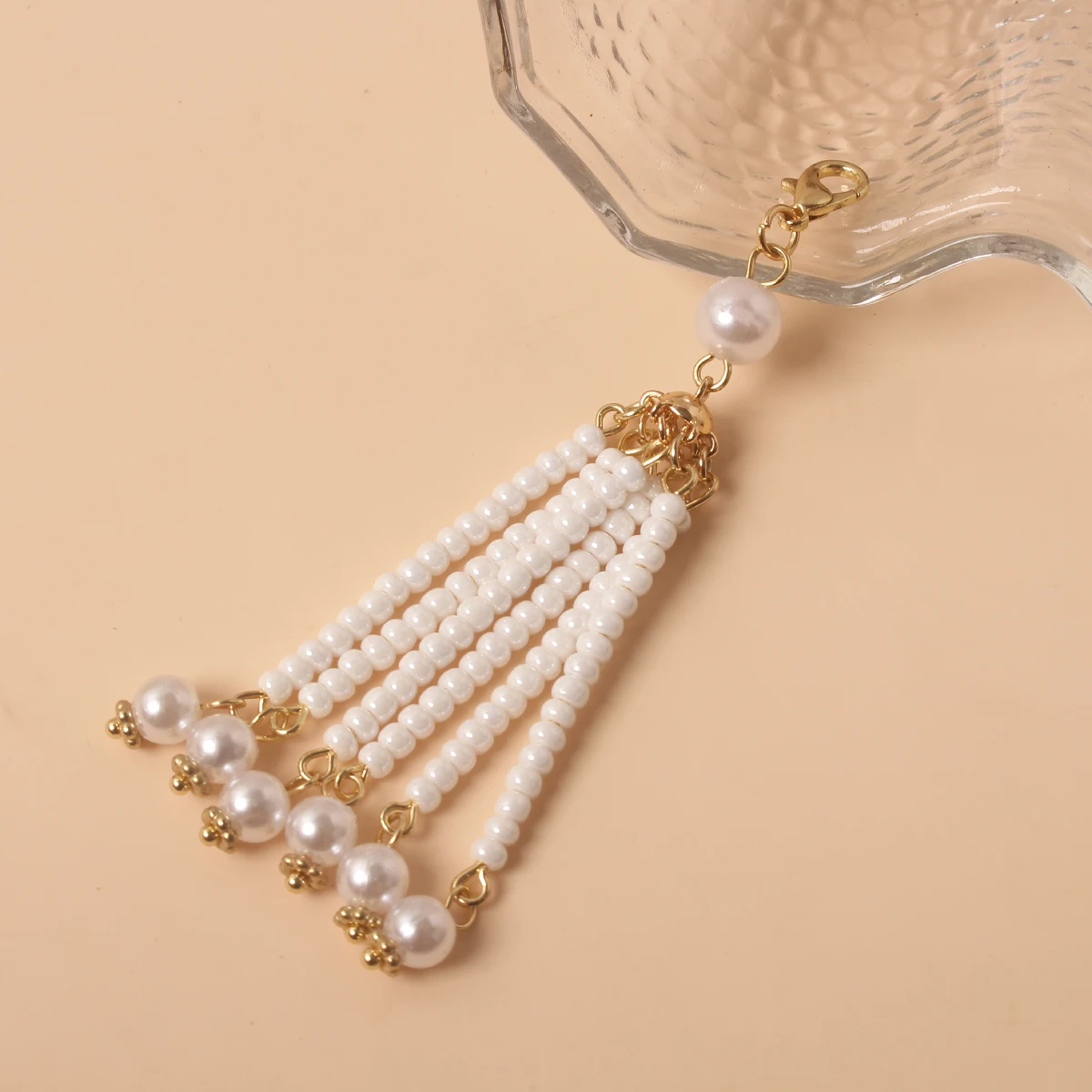 Retro long-layered multi-layered handcrafted beaded fringed lobster clasp pendant for ladies, elegant bag decoration pendant