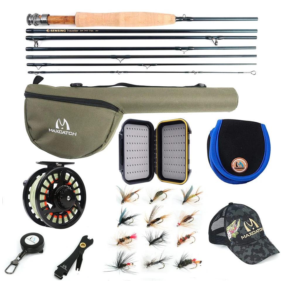 Maximumcatch 7-8Sec Travel Fly Fishing Rod Combo 5/6/7/8WT 9ft Graphite IM10/30T+36T Carbon Fiber Fly Rod z kołowrotkiem Pełny zestaw