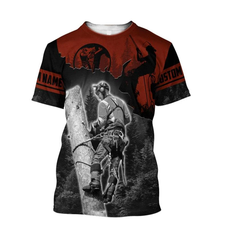 Fashion Lumberjack Arborist Graphic T Shirts For Men Summer Trend Short Sleeve 3D Printed T-shirt Loose Quick Dry Work Clothes