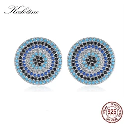 Kaletine 925 Sterling Silver Evil Eye Earrings For Women Blue Stone CZ Crystal Lucky Turkey Stud Earrings Jewelry Fashion