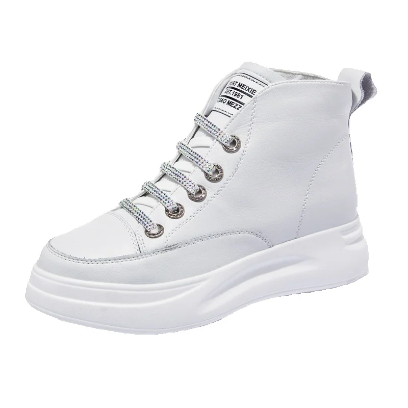Weiße High-top Skateboardschuhe Damen Sneaker Für Den Winter_voghion.com