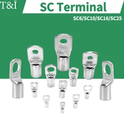 100pcs  SC6-5/6/8 SC10-6/8/10 SC16-6/8/10/12 SC25-6/8/10/12 Copper Lug Ring Wire Connector Bare Cable Electric Crimp Terminal