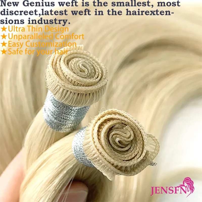 JENSFN High Quality Genius Hair Wefts 100% Really Human Hair Weaves Remy Hair Bundles Straight Sew In Weft Hair Extensions
