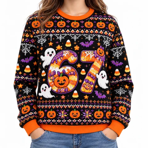 Ugly Halloween Sweater Kids Crewneck Sweatshirt Unisex Adult Youth Autumn  Party Spooky Cute Ghost 67 Graphic Knit Pullover