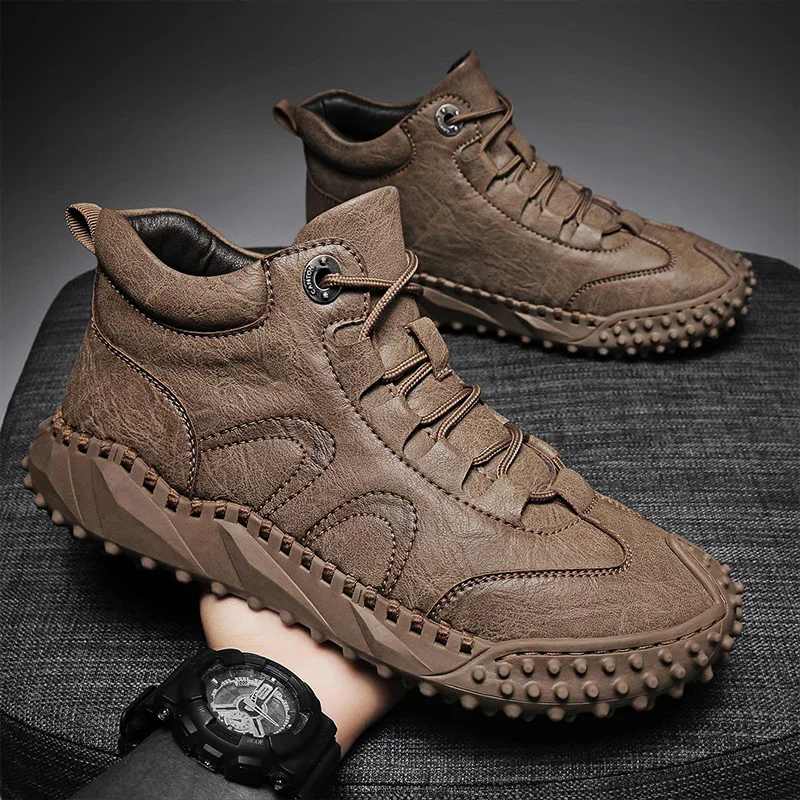 Best Selling Men Golf Training High Top Leather Shoes For Mens Anti-Slippery Walking Shoes Man Designer Golf Shoes Men