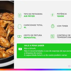 Elektrische Fritteuse ohne Öl/Luft -Fritteuse -Mondial - 220 V 12 Hauptverkäufe Elektrische Breitmaschine - №6