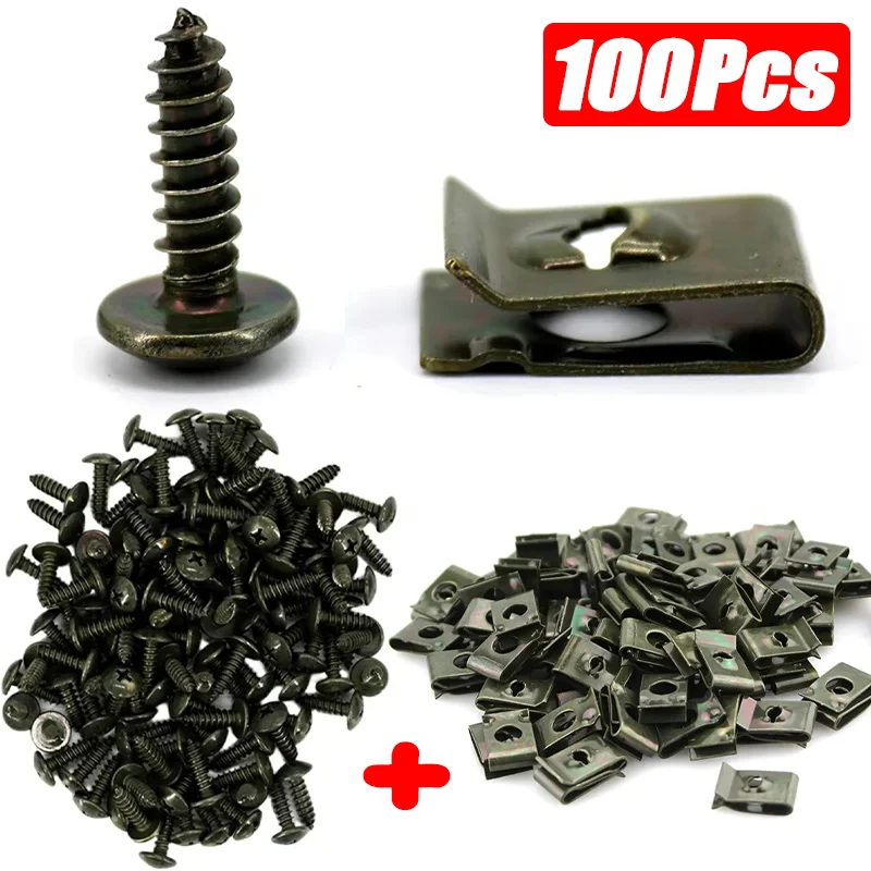 

Mixed Metal Self Tapping Screws Fastener U Shaped Clips Car Motorcycle Anti-rust Screw RetainerClip for Scooter ATV Moped E-bike