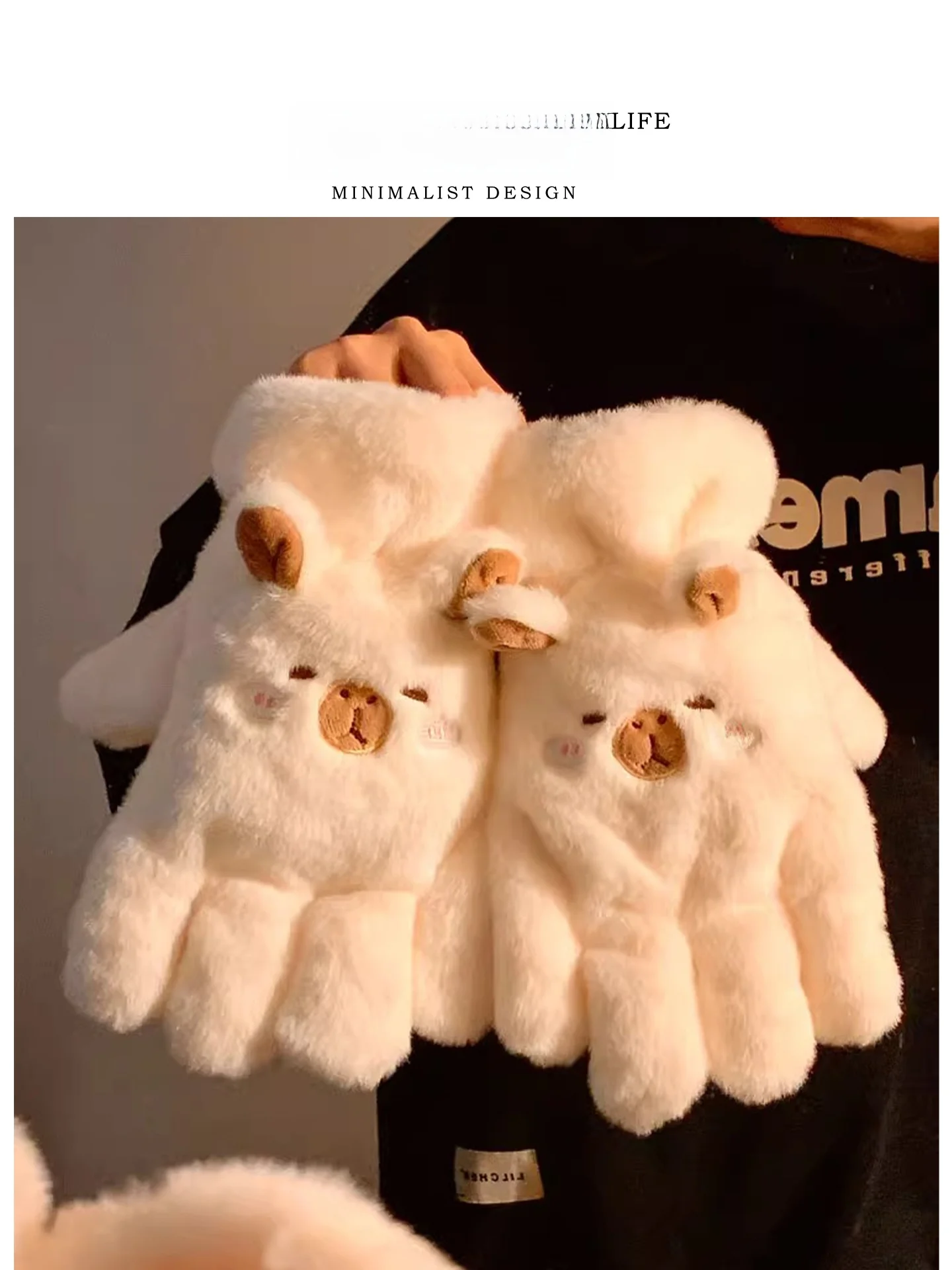 tlife-cappy-肥厚フリース冬用手袋-5-指サイクリング暖かさユース女性用ぬいぐるみ手袋ウィンタースポーツアクセサリー