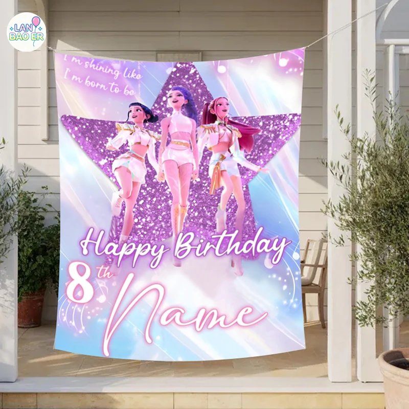 Kpop Birthday Princess Castle Backdrop Party Name Ages Customizable Banner Background Personalized 7th 6th10th Birthday Backdrop