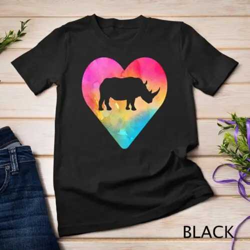 Women or Girls Rhino Tie Dye Watercolor Rhinoceros Unisex T-shirt