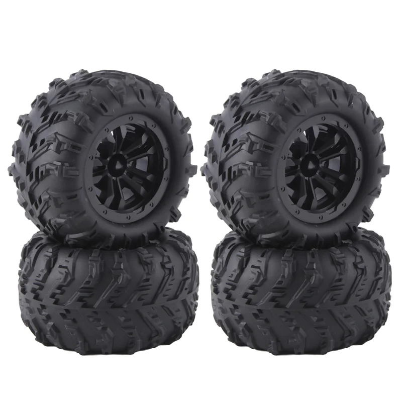 B05C-4PCS 6034 12Mmhex Skidproof Rubber Tire For SCY 16101 PRO 16102 PRO Upgrade 1/16 RC Monster Truck Wheel Parts Black