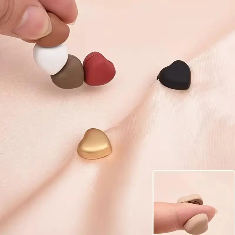 2/5pcs random Heart-Shaped Magnetic Clips – Multi-Color Detachable Magnets for Shirts, Scarves, DIY Accessories